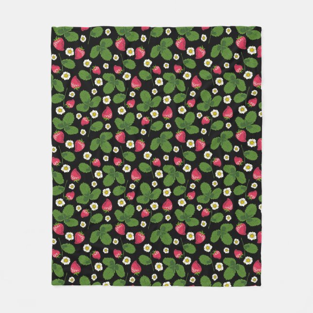 Cobertor De Velo Campos de Morango em Preto (Frente)