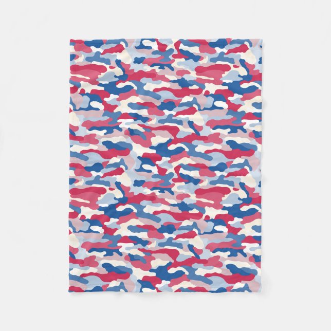 Cobertor De Velo Camuflagem Azul e Branco Vermelho (Frente)