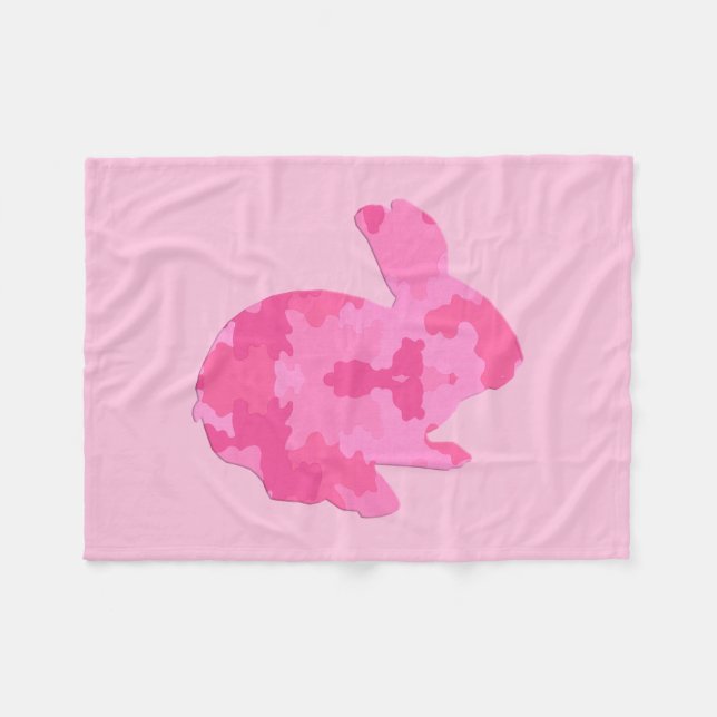 Cobertor De Velo Camuflagem rosa Silhout Bunny Fleece Blanket (Frente (Horizontal))