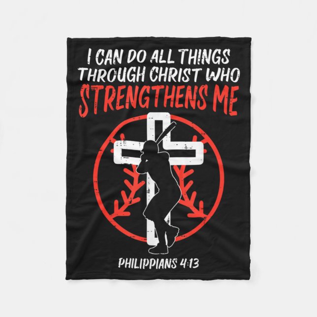 Cobertor De Velo Can Do All Things Baseball Religious Christian Men (Frente)