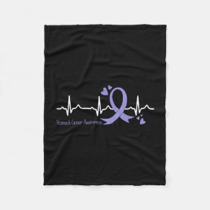Cobertor De Velo Câncer de estômago laço azul heartbeat pervinca
