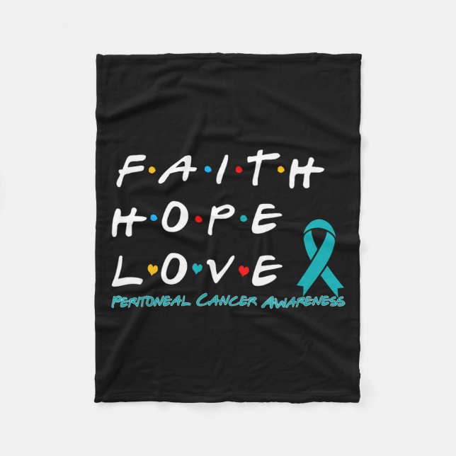 Cobertor De Velo Câncer Peritoneal Fé Esperança Amor Mínimo (Frente)