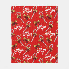 Cobertor De Velo Candy Cane Holly Jolly Moderno Natal Festivo