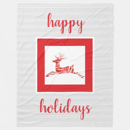 Cobertor De Velo Candy Cane Reindeer, Feriado Festivo