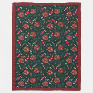 Cobertor De Velo Candy Canes Snowflakes Flocos de Neve Vermelho Bol