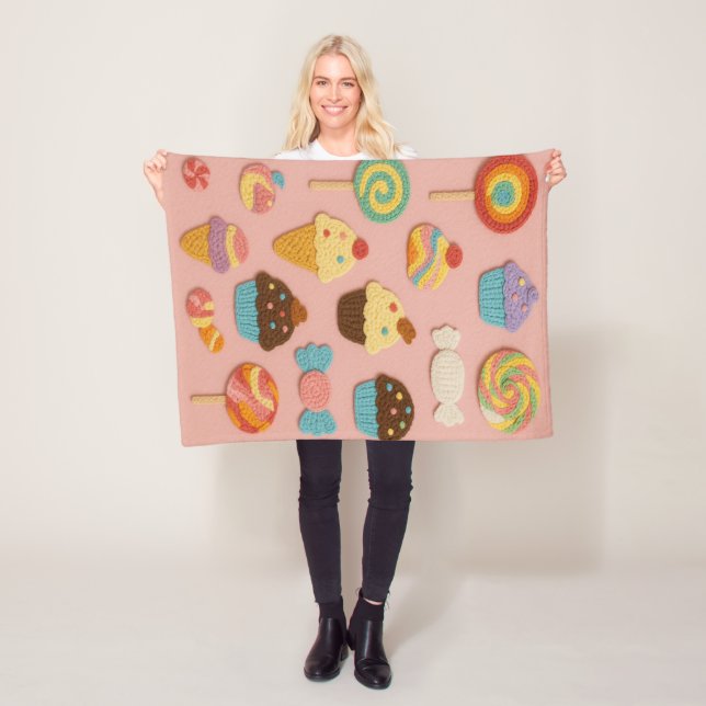 Cobertor De Velo Candyland Faux Crochet Fleece Blanket-Kids&Nursery (In Situ)