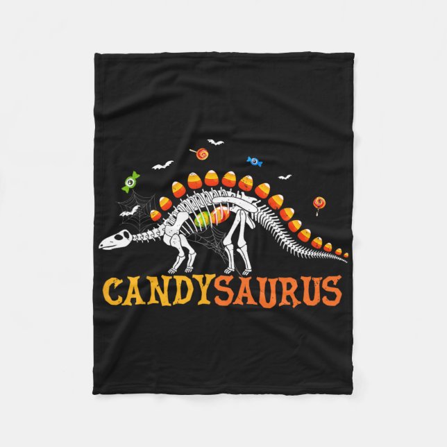 Cobertor De Velo Candysaurus Candy Corn Dinossauro Esqueleto Feliz  (Frente)