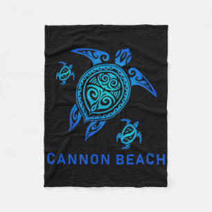 Cobertor De Velo Cannon Beach Oregon Sea Blue Tribal Turtle