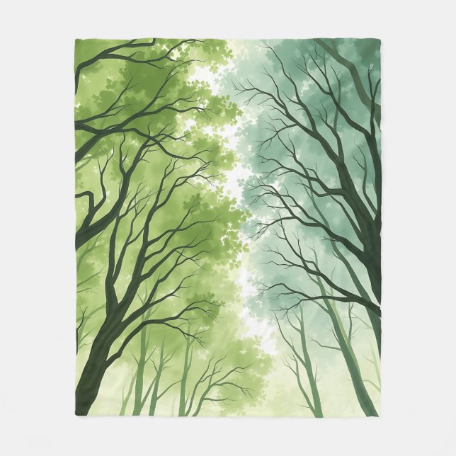 Cobertor De Velo Canopia de Floresta de Aquarela (Frente)