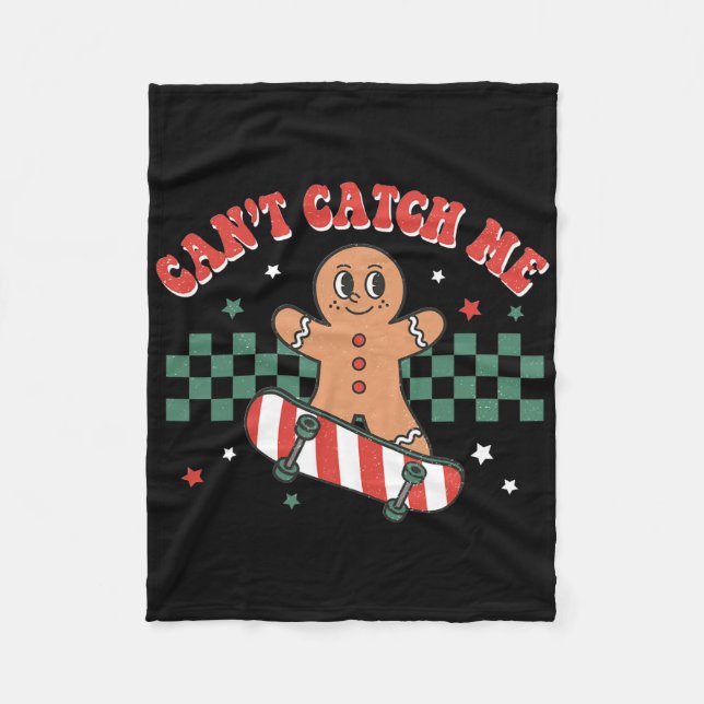Cobertor De Velo Can't Catch Me Groovy Christmas Gingerbread Man Bo (Frente)
