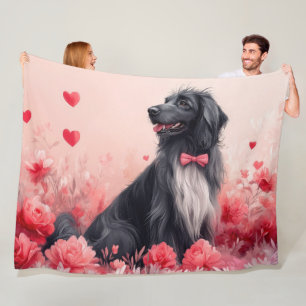 Cobertor De Velo Cão Afegão com Rosas - Dia dos Namorados