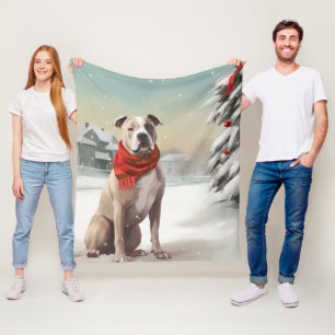 Cobertor De Velo Cão American Staffordshire na neve Natal 