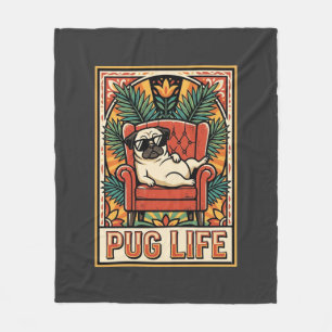 Cobertor De Velo Cão Arte Popular Retro Pug Life