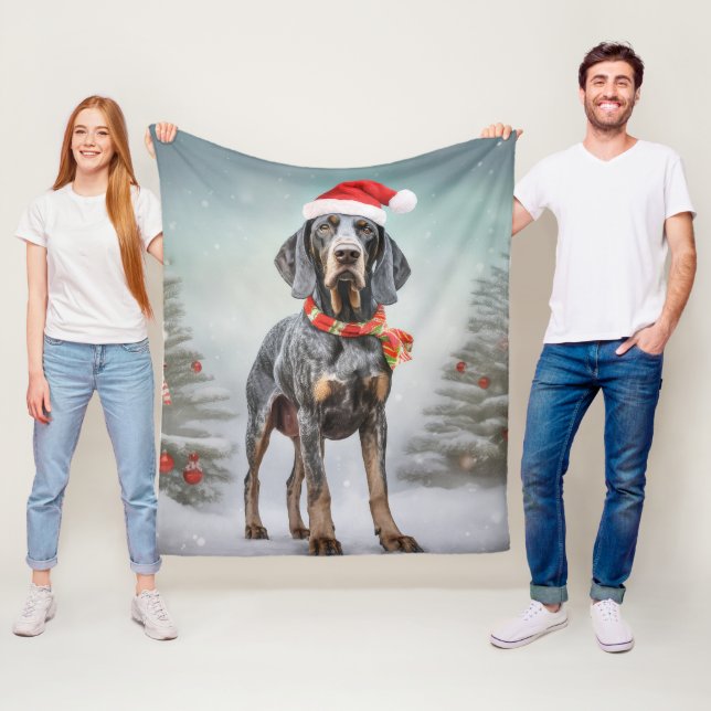 Cobertor De Velo Cão Bluetick Coonhound na neve Natal  (In Situ)