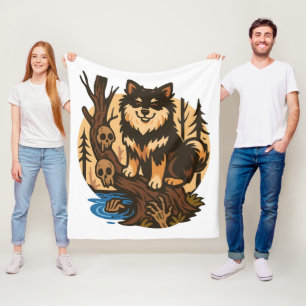 Cobertor De Velo Cão da Floresta Assustadora com Arte de Terror de