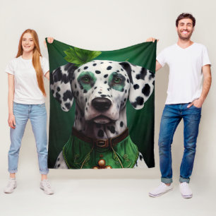 Cobertor De Velo Cão Dálmata vestido para o Dia de São Patrício