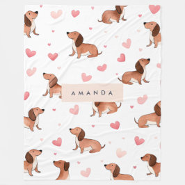 Cobertor De Velo Cão de Dachshund Cute Personalizado Monograma