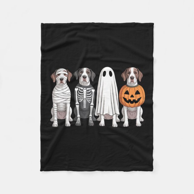Cobertor De Velo Cão de Halloween de Abóbora Pointer Inglês Fantasm (Frente)