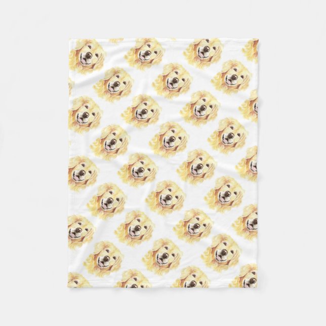 Cobertor De Velo Cão de Retriever ouro Pet Aquarela animal (Frente)