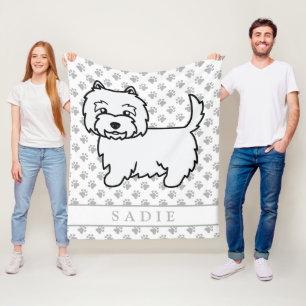 Cobertor De Velo Cão e Nome do Cartoon de Terrier Branco da Highlan