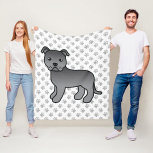 Cobertor De Velo Cão e patas de cartoon escondido em inglês azul
