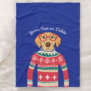 Cobertor De Velo Cão engraçado que veste vidros, camisola feia do