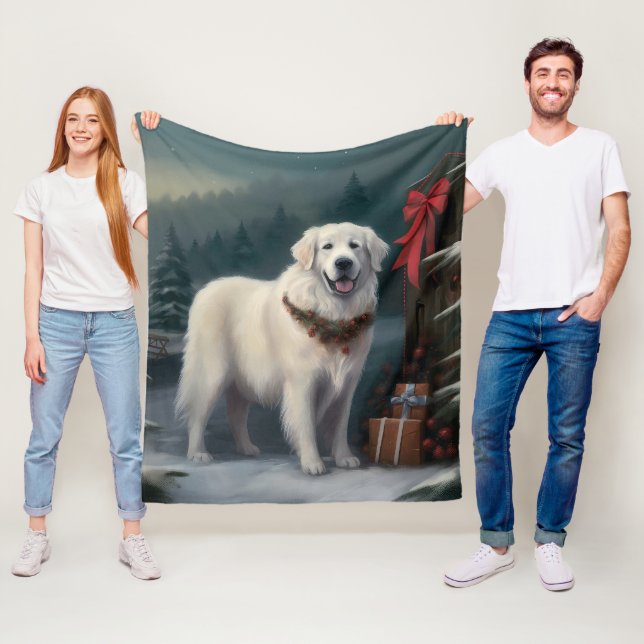 Cobertor De Velo Cão Great Pyrenees na Neve Natal (In Situ)