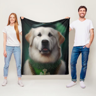 Cobertor De Velo Cão Great Pyrenees vestido para o Dia de São Patrí