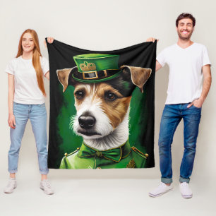 Cobertor De Velo Cão Jack Russell vestido para o Dia de São Patríci