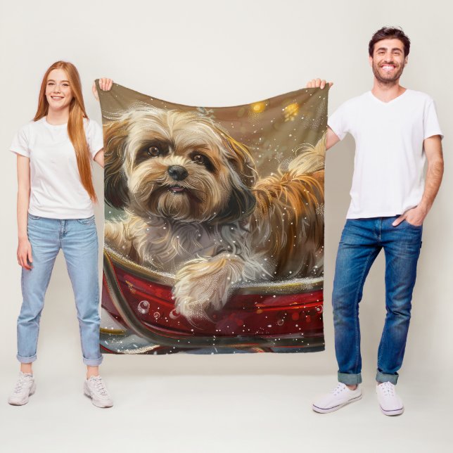 Cobertor De Velo Cão Lhasa Apso Natal Festivo (In Situ)