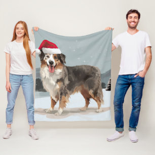 Cobertor De Velo Cão Pastor Australiano na Neve de Natal