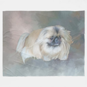 Cobertor De Velo Cão Pequinês em Taupe