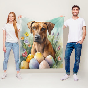 Cobertor De Velo Cão Ridgeback da Rodésia com Feriado de Ovos de Pá