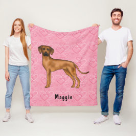 Cobertor De Velo Cão Ridgeback da Rodésia em Corações Cor-de-Rosa C