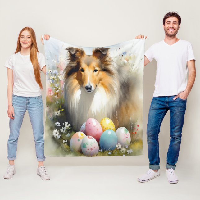 Cobertor De Velo Cão Rough Collie com Feriado de Ovos de Páscoa  (In Situ)