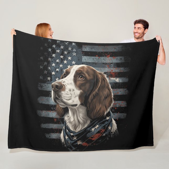 Cobertor De Velo Cão Springer Spaniel Bandeira Americana (In Situ)
