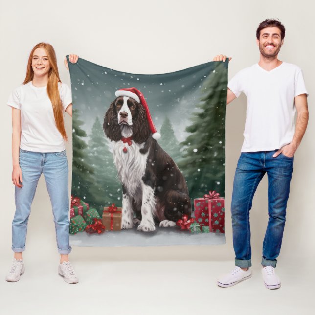 Cobertor De Velo Cão Springer Spaniel na Neve Natal (In Situ)
