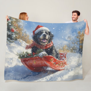 Cobertor De Velo Cão Terra-Nova em Trenó Deixe Nevar Natal