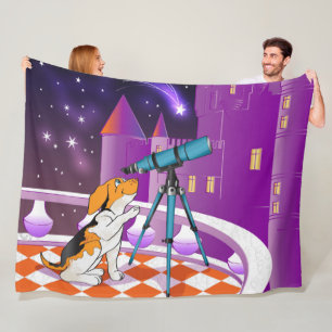 Cobertor De Velo Cãozinho bege vermelho e telescópio