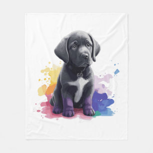 Cobertor De Velo Cãozinho Labrador em aquarelas