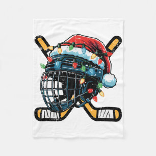 Cobertor De Velo Capacete de hóquei no gelo de Natal Papai Noel Xma