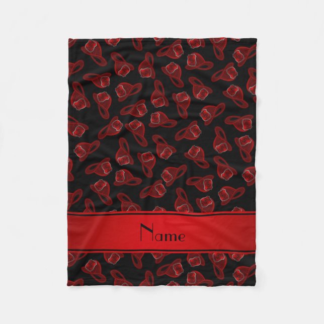 Cobertor De Velo Capacetes de incêndio pretos de nome personalizado (Frente)