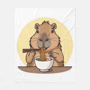 Cobertor De Velo Capivara comendo ramen 