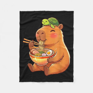 Cobertor De Velo Capivara e tartaruga fofa de mochila ramen kawaii