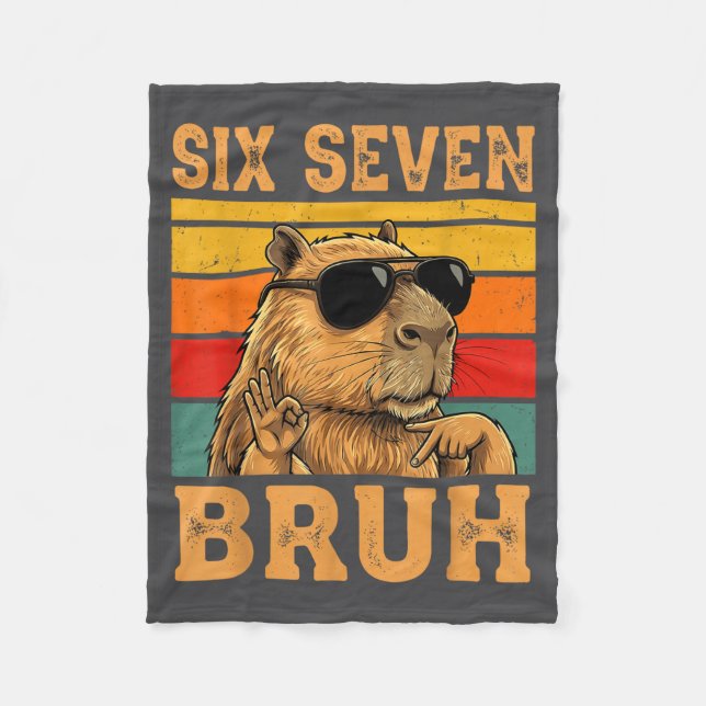 Cobertor De Velo Capivara Engraçada 67 Meme Seis Sete Bruh Meninos  (Frente)
