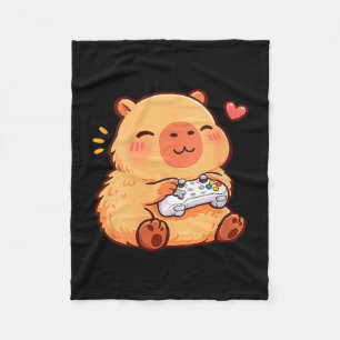 Cobertor De Velo Capivara fofa feminina anime jogando videogames