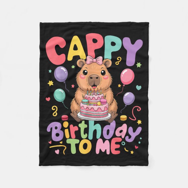 Cobertor De Velo Cappy Birthday To Me Cute Capy Capybara Birthday G (Frente)