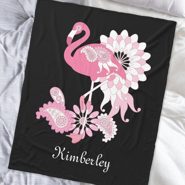 Cobertor De Velo Caprichoso Moderno Flamingo Rosa Preto (Criador carregado)