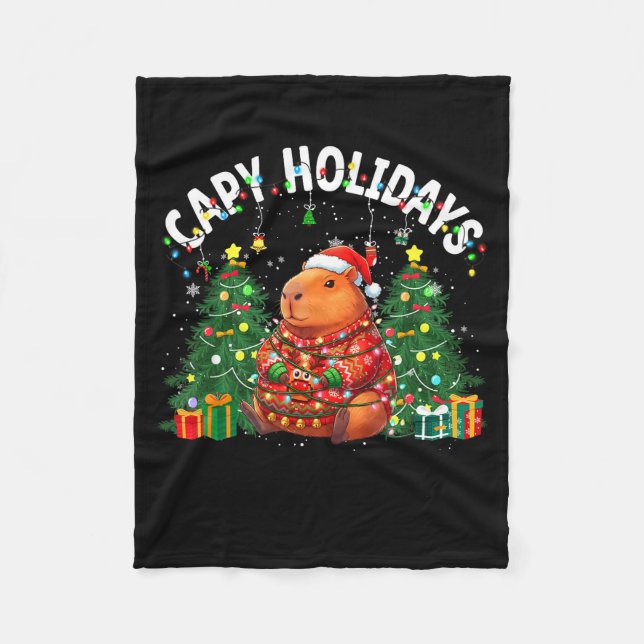 Cobertor De Velo Capy Holidays Capybara Santa Hat Xmas Men Women Ki (Frente)