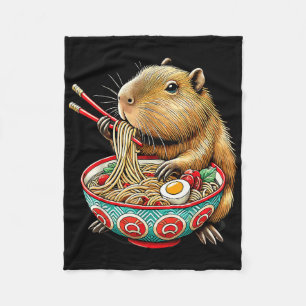 Cobertor De Velo Capybara ama Noodle Capybara comendo Ram Japonês